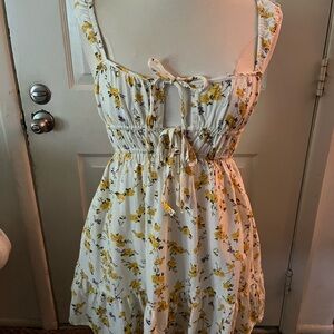 Floral Midi Dress with Yellow Accents